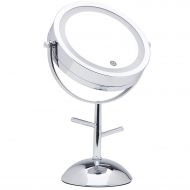Mirrorvana 7-Inch LED Lighted Magnifying Makeup Mirror with Jewelry Hooks, Dual-Sided 1X and 5X Magnification, 13-Inch Height (Espejo con luz para maquillaje)