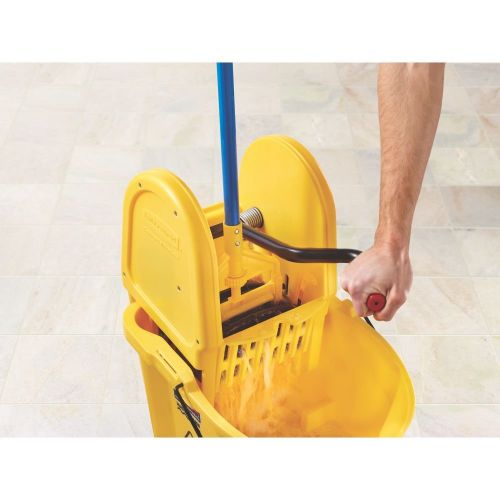  Rubbermaid Commercial Products Rubbermaid Commercial WaveBrake Mop Bucket and Down Press Wringer Combo, 44-Quart, Yellow, FG757688YEL