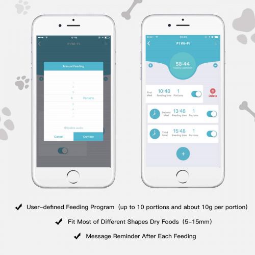 자이언텍스 Giantex Automatic Pet Feeder Food Dispenser for Dogs, Cats, 4.3L Large Capacity, Wi-Fi Enabled App for iPhone and Android, Distribution Alarms, Portion Control, Timer Programmable,