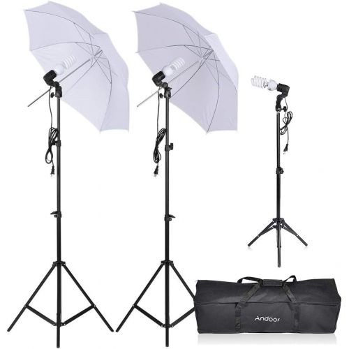  Andoer Photo Video Portrait Studio Softbox Umbrellas Continuous Lighting Kit for Studio Photography Portrait Lighting and Video Lighting