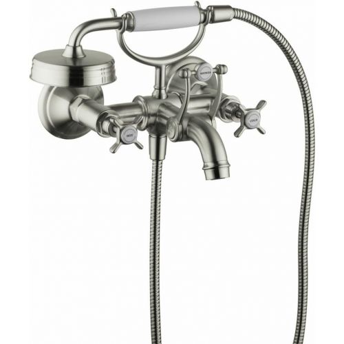  AXOR Classic Montreux 2-Handle 12-inch Wide Wall-Mounted Tub Fillerwith Handshower in Brushed Nickel, , 16540821