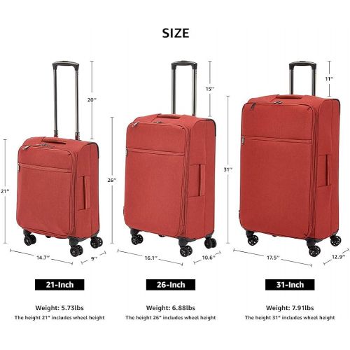  AmazonBasics Belltown, Softside Expandable Luggage Spinner Suitcase with Wheels