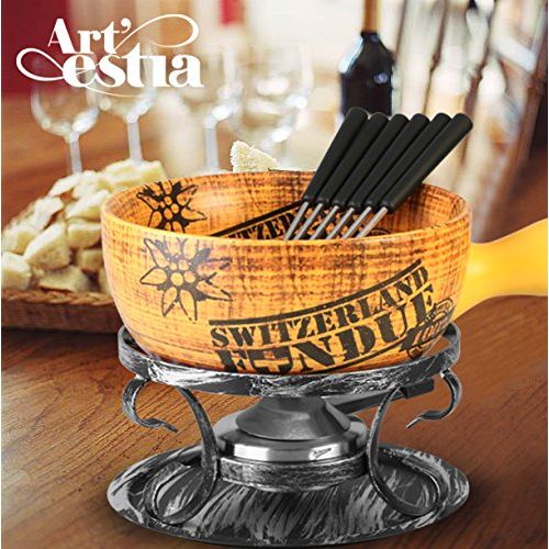  Artestia Ceramic Cheese Cooking (Fondue Set - Swiss Vintage)