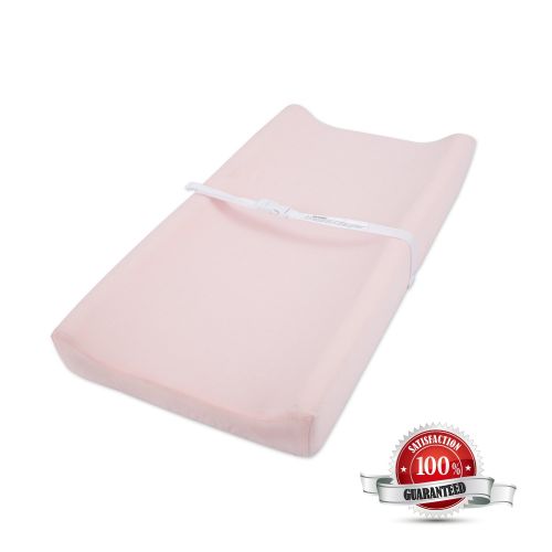  [아마존베스트]TILLYOU Jersey Knit Ultra Soft Changing Pad Cover Set-Cradle Sheet Unisex Change Table Sheets for Baby Girls and Boys-32/34 x 16- Comfortable Cozy Hypoallergenic-2 Pack Peachy Pink