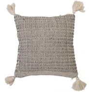 Bloomingville A14208522 Beige Square Cotton Pillow with Corner Tassels