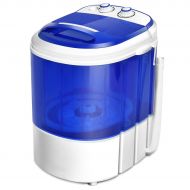 COSTWAY Mini Portable Washing Machine for Compact Laundry, Small Semi-Automatic Compact Washer with Timer Control Single Translucent Tub 7lbs Capacity (Blue and White)