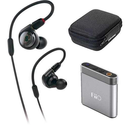 오디오테크니카 Audio-Technica ATH-E40 E-Series Professional In-Ear Monitor Headphones + FiiO A1 Portable Headphone Amp (Silver)