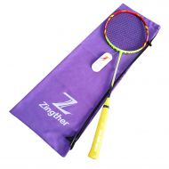Zingther Professional Single Carbon Graphite Badminton Rackets, Light Badminton Racquets with Professional String, 82+-2g Weight, Including Carry Sleeve, Strung at 26lb (1-Pack, S