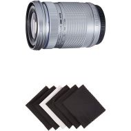 Olympus M. 40-150mm F4.0-5.6 R Zoom Lens (Silver) for Olympus and Panasonic Micro 43 Cameras w AmazonBasics Microfiber Cloths