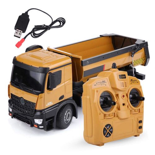  Dilwe RC Dump Truck, HUINA 1573 114 Scale 2.4GHz RCDumping Truck Car Remote Control Engineering Vehicle Toy Gift for Kids Children