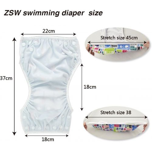  [아마존베스트]ALVABABY Swim Diapers for 0-3 Years Large Size 2pcs Reuseable Washable & Adjustable for Swimming Lesson & Baby Shower Gifts