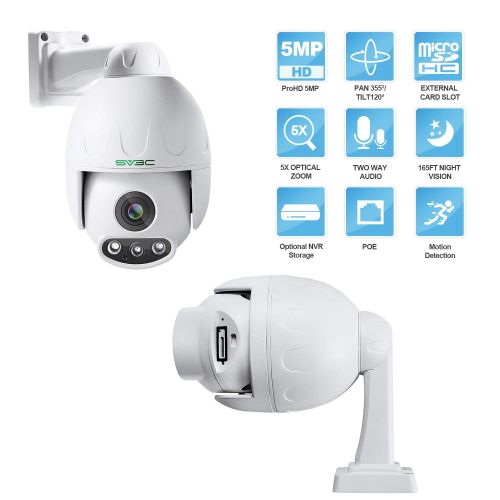  Sv3c SV3C 1080P PTZ IP POE Camera Security Outdoor Pan Tilt Zoom (Optical 4X Motorized) Speed Dome, ProHD 165FT Night Vision with Sony CMOS Sensor, H.265 Onvif Motion Detection