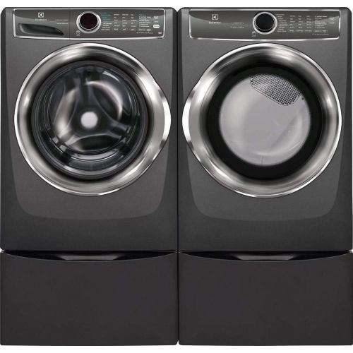  Electrolux Products Electrolux Titanium Front Load Laundry Pair with EFLS627UTT 27 Washer, EFME627UTT 27 Electric Dryer and Two EPWD257UTT Pedestal