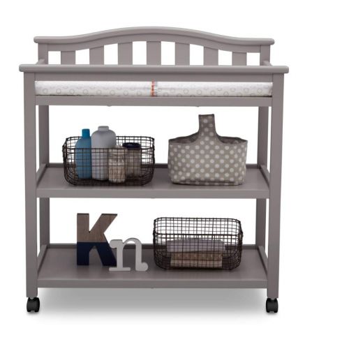  Delta Children Bell Top Changing Table with Casters, Grey