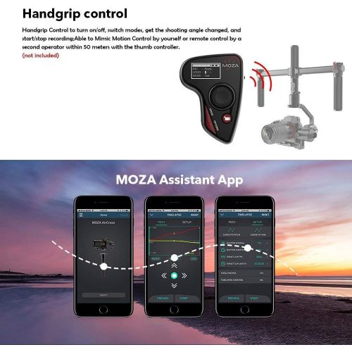 Moza MOZA AirCross 3 Axis Handheld Gimbal for Mirrorless Camera up to 3.9lb1800g Parameter Auto-Tuning Long Exposure Time-lapse 4 Gimbal Mode 12hrs Runtime Multi-Control Methods