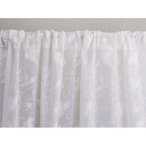  Saffron Marigold Ivy Lace Sheer White Curtains | Country Cottage Cotton Voile Floral Printed Long Curtain Panels With Rod Pocket