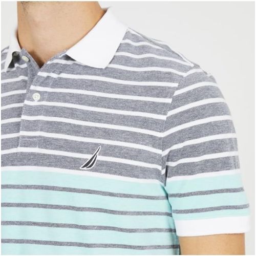  Nautica Mens Short Sleeve Colorblock Cotton Oxford Pique Polo Shirt