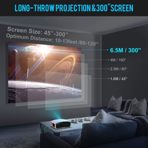 [아마존 핫딜] Projector, WiMiUS Native 1080P Projector 6500 Lumens Led Video Projector Support 4K HD Zoom ±50° Digital Keystone Cor, Outdoor & Home Projector Compatible with Fire TV Stick, PS4,