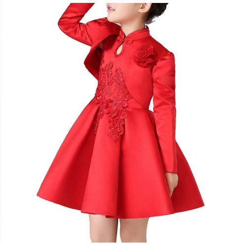 LittleNaNa-Cloth-childrenscostume Spring Girls Cheongsam Princess Dress Flower Costumes Embroidered Dress