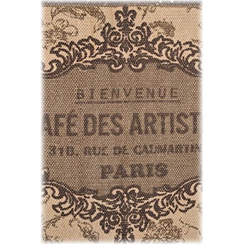  American Chateau French Cafe Des Artists Brown/Beige Cotton 32 Carpet Bath Kitchen Mat Rug