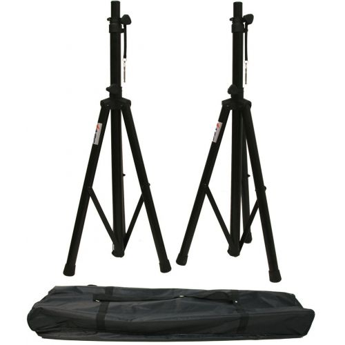  American Sound Connection ASC (2) Pro Audio Mobile DJ PA Speaker Stands or Lighting 6 Foot Adjustable Height Tripod & Nylon Travel Bag