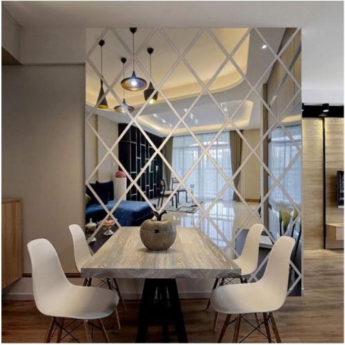  LUHSICE Big Stickers for Mirror Wall for Living Room (Silver, 39.37X39.37/100cmX100cm)