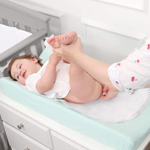  TILLYOU Larger Softer Changing Pad Liners Waterproof, Washable Reusable Changing Table Cover Liners Double Layers, 100% Cotton Flannel Surface, 27x13 6 Count
