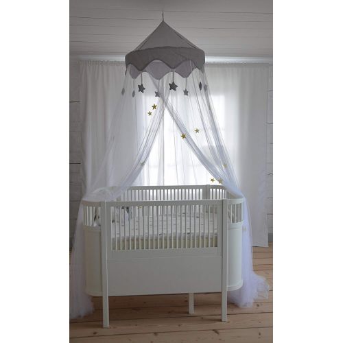 Nomad Nets Crib Canopy For Girls Bed - Premium Bed Canopy for Girls and Boys - Fits all Cribs and Beds - White Bed Net - Gray Top-Crown - Hanging Bed Net with Easy Installation Kit