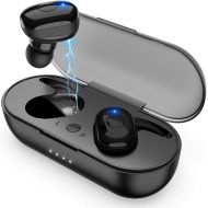 [아마존 핫딜]  [아마존핫딜]Amuoc Wireless Earbuds, Bluetooth 5.0 Wireless Headphones, in-Ear Sweat-Proof Stereo Wireless Earphones with Portable Charging Case, Mic (Black)