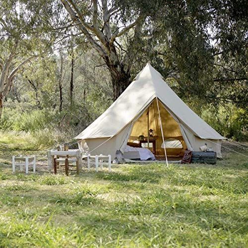  Odoland Psyclone Tents Fixed Floor 10 Windows 5m/16.4ft Luxury Outdoor All Weather 8-10 Person Cotton Canvas Yurt Large Bell Tent for Family Camping Glamping Hiking and Festivals