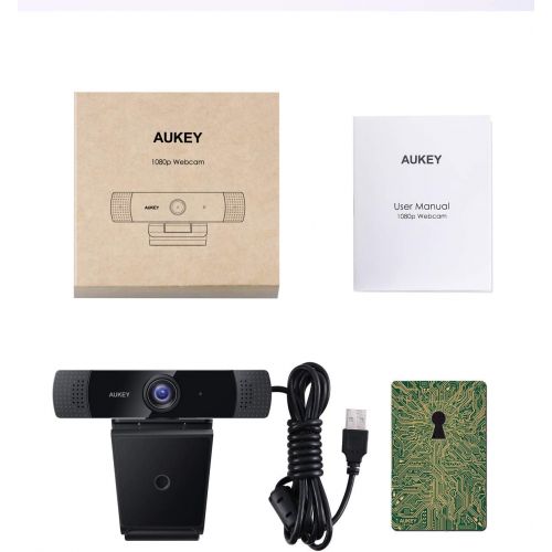  AUKEY FHD Webcam, 1080p Live Streaming Camera with Stereo Microphone, Desktop or Laptop USB Webcam for Widescreen Video Calling and Recording