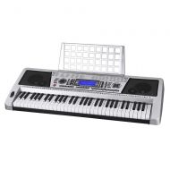 Z-zone 61 Key LCD MIDI Silver Electric Keyboard Music Digital 37x14x5 Personal Electronic Piano w/Manual