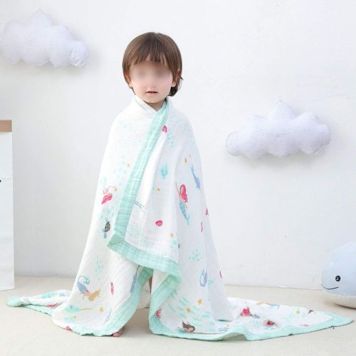  Aden Blanket Muslin Tree Swaddle Better Baby/Bamboo Blanket Infant,Four Layer Mermaid