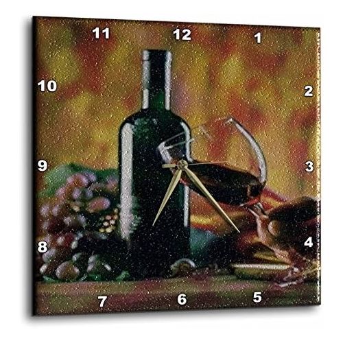  3dRose dpp_36496_3 Glass of Wine in Napa-Wall Clock, 15 by 15-Inch
