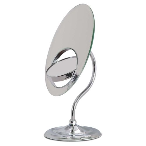  Zadro Oval Tri-Optics Beveled Pedestal Mirror, Chrome