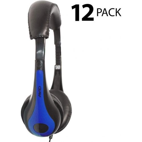  AVID Education AVID AE-35 Blue Classroom Personal Headphones - 12 Pack