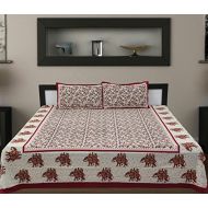 Traditional mafia traditional mafia Floral Vine Collection 100% Pure Cotton Printed Double Bedsheet with 2 Pillow Covers, King, Red-Maroon/Multicolor