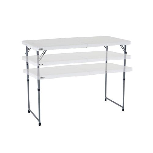 라이프타임 Lifetime 4428 Height Adjustable Craft, Camping and Utility Folding Table, 4 ft White