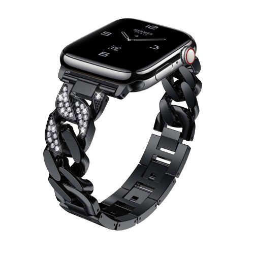  Cooljun Kompatibel Apple Watch Metall Armband 40mm, Edelstahl Armbander Ersatz Zubehoer fuer iWatch, Gliederarmband mit Kristall luxurioese Edition fuer Apple Watch Series 4 (40mm)