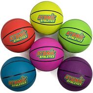Atomic Athletics 6 Pack of Neon Rubber Playground Basketballs - Youth Size 5, 8.5 Balls with Air Pump and Mesh Storage Bag by K-Roo Sports