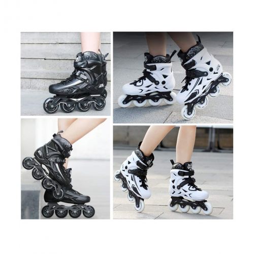  Ailjlhx Ailj Outdoor Black Adult　 Professional Roller Inline Skates　 with 6 Protective Gear Gloves　 White