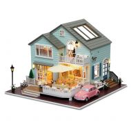 HMANE DIY Dollhouse Kit Miniature Furniture 3D Assembly Creative House with with Light and Music - Trip of Aegean Sea