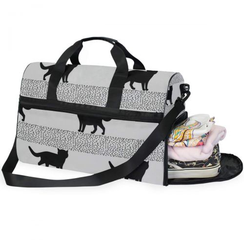  All agree Cats Black Gym Bags for Men&Women Duffel Bag Weekender Bag with Shoe Compartment