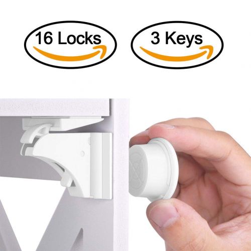  Rungfa 16PCS Baby Safety Magnetic Cabinet Locks Child Proof Cupboards Drawers Invisible