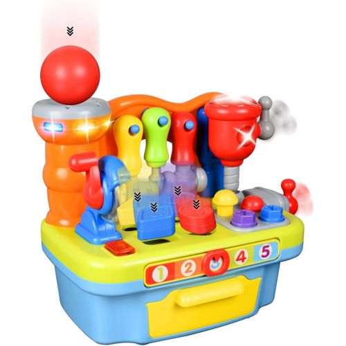  WolVol Musical Learning Workbench Toy with Tools, Engineering Sound Effects and Lights, and Shape Sorter