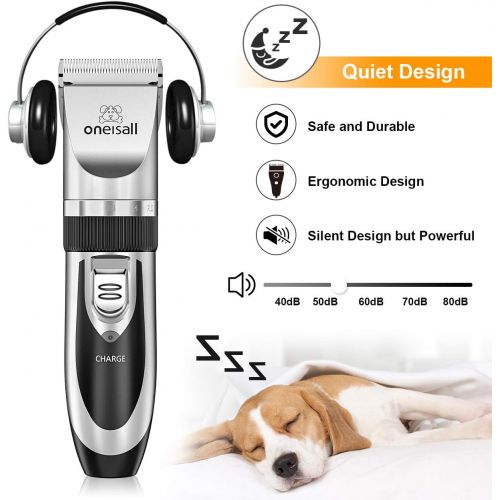  Oneisall oneisall Pet Grooming Clipper Kits Low Noise Dog and Cat Rechargeable Cordless Electric Queit Clippers Set