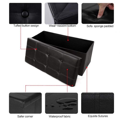  JAWM Collapsible Faux Leather Storage Ottoman Cube Foot Rest Portable Storage Bench Footrest Foldable Storage Box Bench Foot Rest Stool(Black) (31.2x31.2 cm, red)