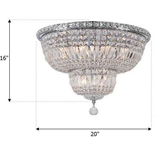  Worldwide Lighting Empire Collection 10 Light Chrome Finish and Clear Crystal Flush Mount Ceiling Light 20 D x 16 H Round Large