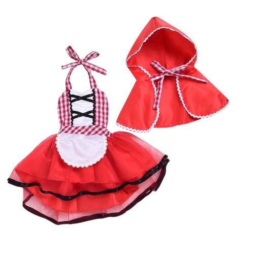  Baby Girl Costumes,Kintaz 2018 Clearence Spring Winter 2pcs Baby Girls Elegant Princess Little Red Riding Hood Costumes Dresses Cosplay with Cloak (Size:18Month)