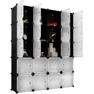 [아마존 핫딜]  [아마존핫딜]LANGRIA 20 Storage Cube Organizer Wardrobe Modular Closet Plastic Cabinet, Cubby Shelving Storage Drawer Unit, DIY Modular Bookcase Closet System with Doors for Clothes, Shoes, Toy